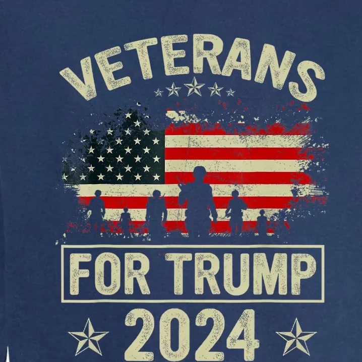 Grandpa Veterans For Trump 2024 American Flag 4th Of July Garment-Dyed Sweatshirt