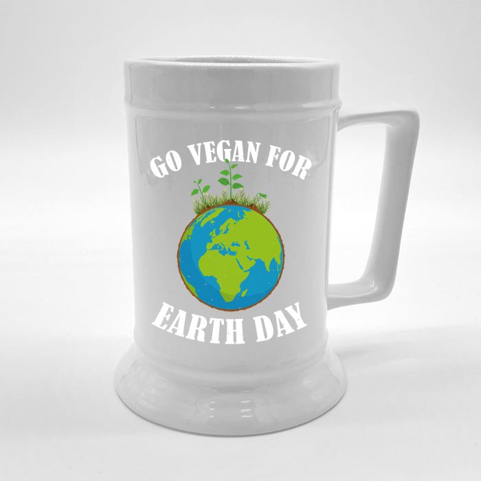 Go Vegan For Earth Day Vegan Day Veggie Vegetable Vegetarian Gift Front & Back Beer Stein