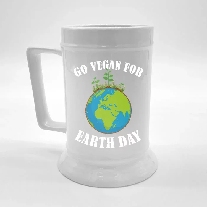 Go Vegan For Earth Day Vegan Day Veggie Vegetable Vegetarian Gift Front & Back Beer Stein