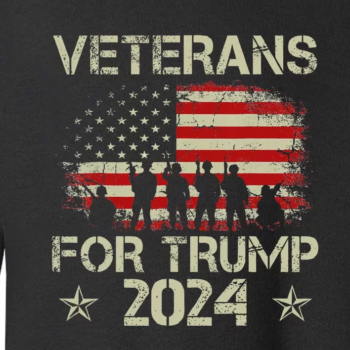 Grandpa Veterans For Trump 2024 American Flag Toddler Sweatshirt