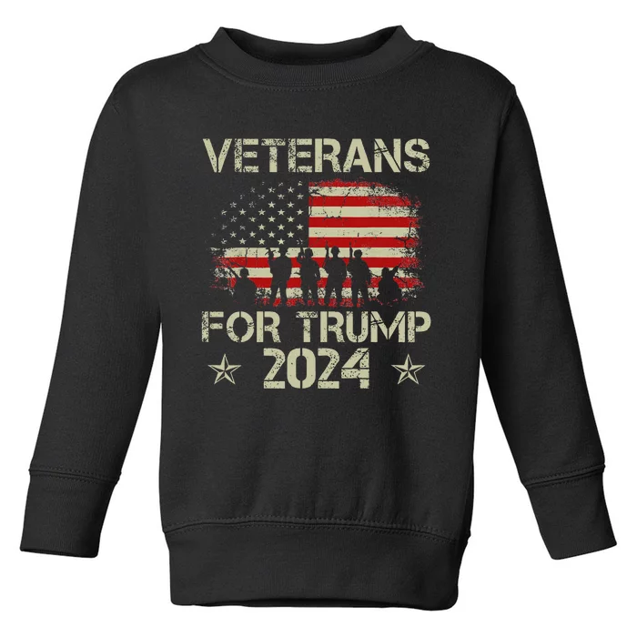 Grandpa Veterans For Trump 2024 American Flag Toddler Sweatshirt