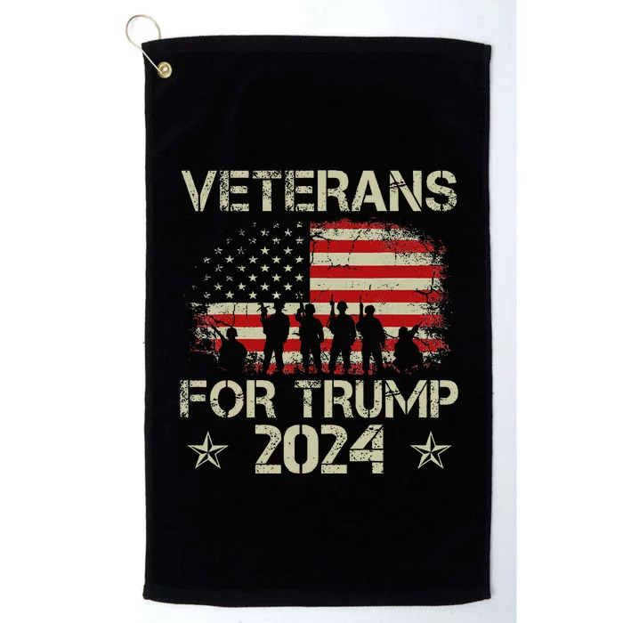 Grandpa Veterans For Trump 2024 American Flag Platinum Collection Golf Towel