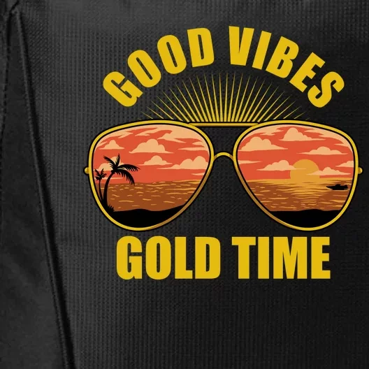 Good Vibes Gold Time Tropical Beach City Backpack