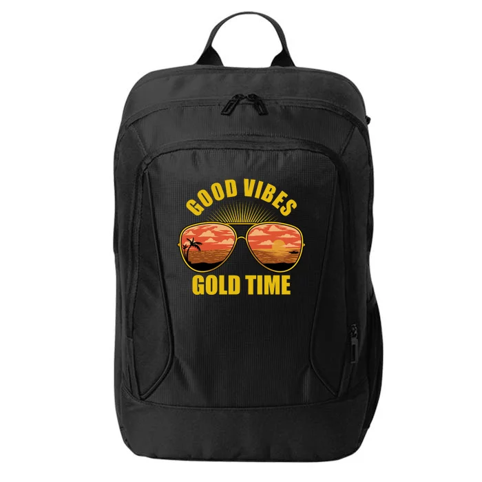 Good Vibes Gold Time Tropical Beach City Backpack