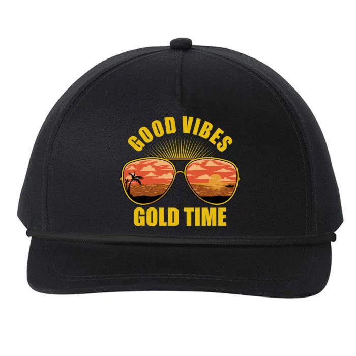 Good Vibes Gold Time Tropical Beach Snapback Five-Panel Rope Hat