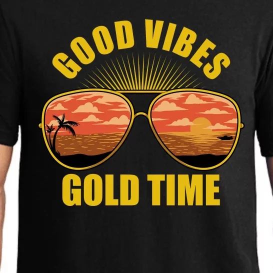 Good Vibes Gold Time Tropical Beach Pajama Set