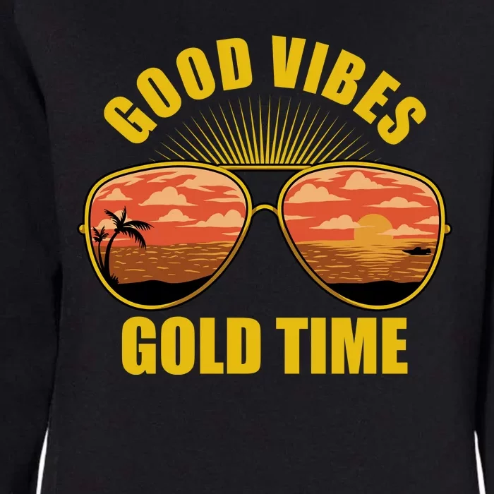 Good Vibes Gold Time Tropical Beach Womens California Wash Sweatshirt