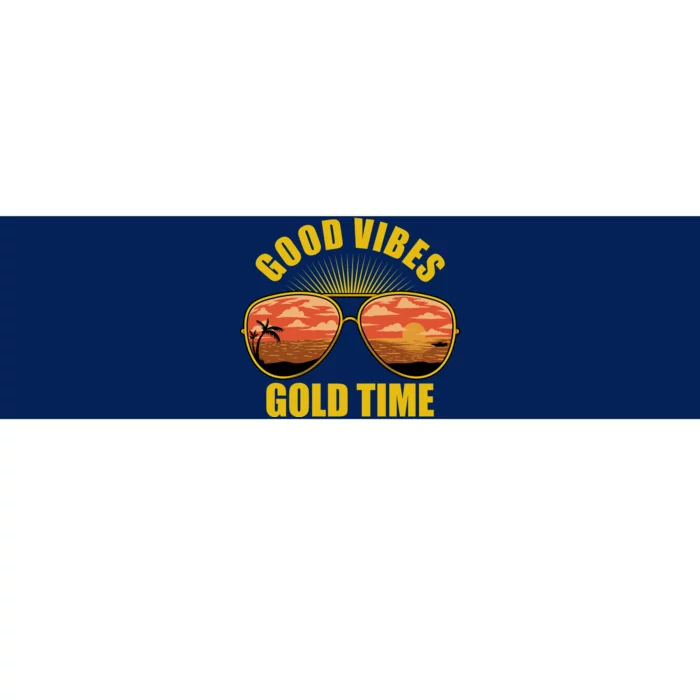 Good Vibes Gold Time Tropical Beach Bumper Sticker