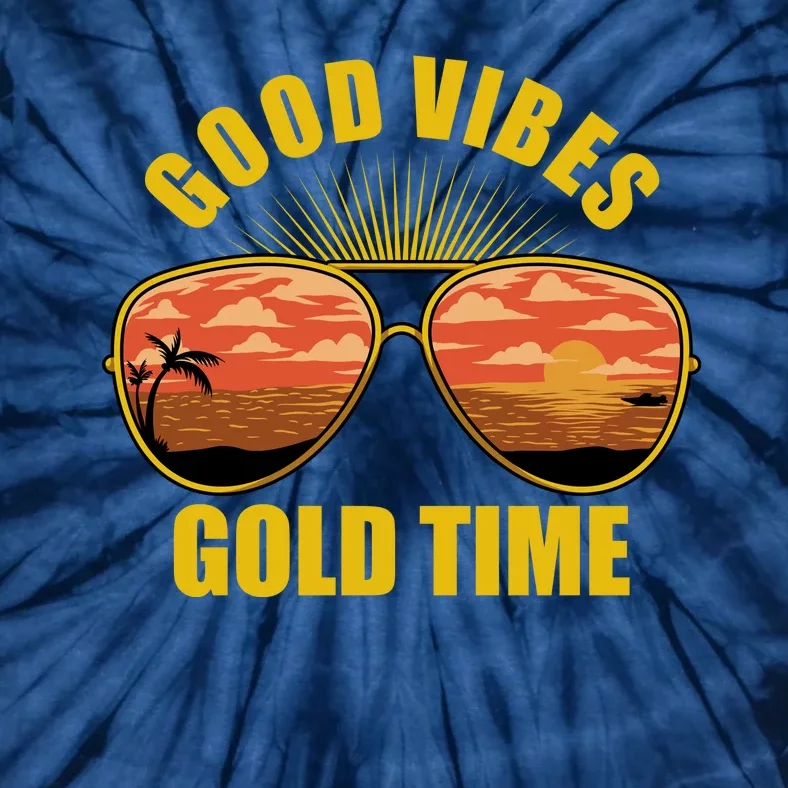 Good Vibes Gold Time Tropical Beach Tie-Dye T-Shirt