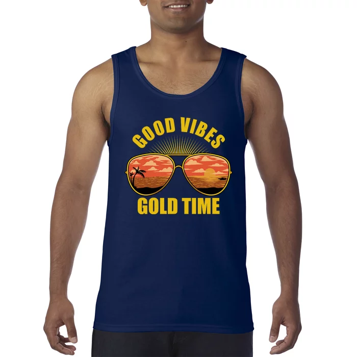 Good Vibes Gold Time Tropical Beach Tank Top