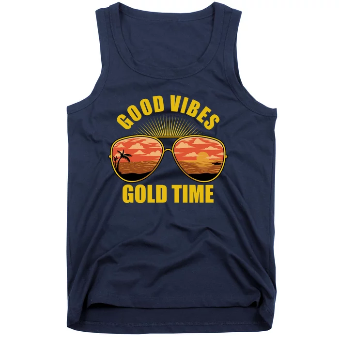 Good Vibes Gold Time Tropical Beach Tank Top