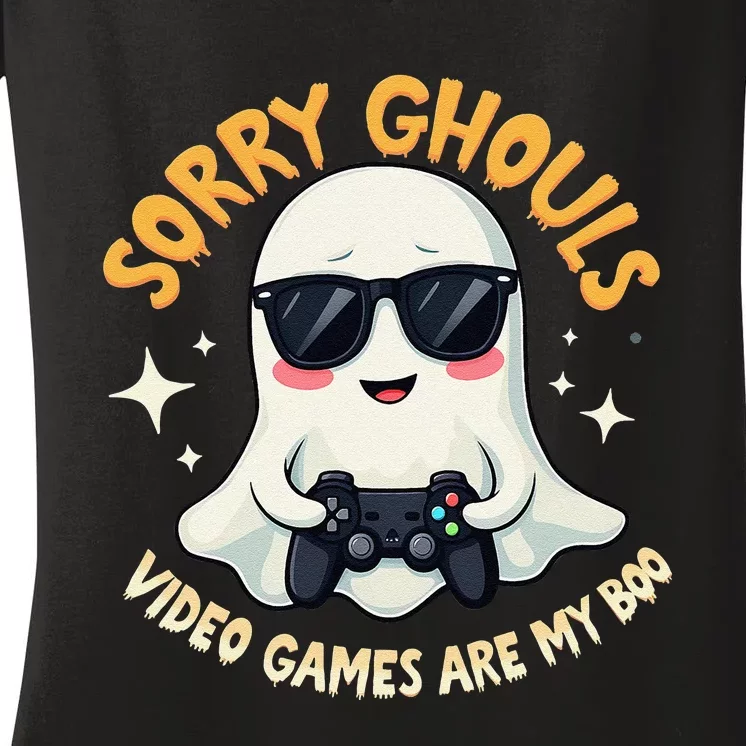 Ghost Video Games Are My Boo Halloween Gamer Women's V-Neck T-Shirt