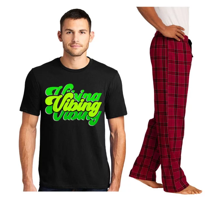 Green Vibing Green Color Graphic Green Vibes Only Pajama Set