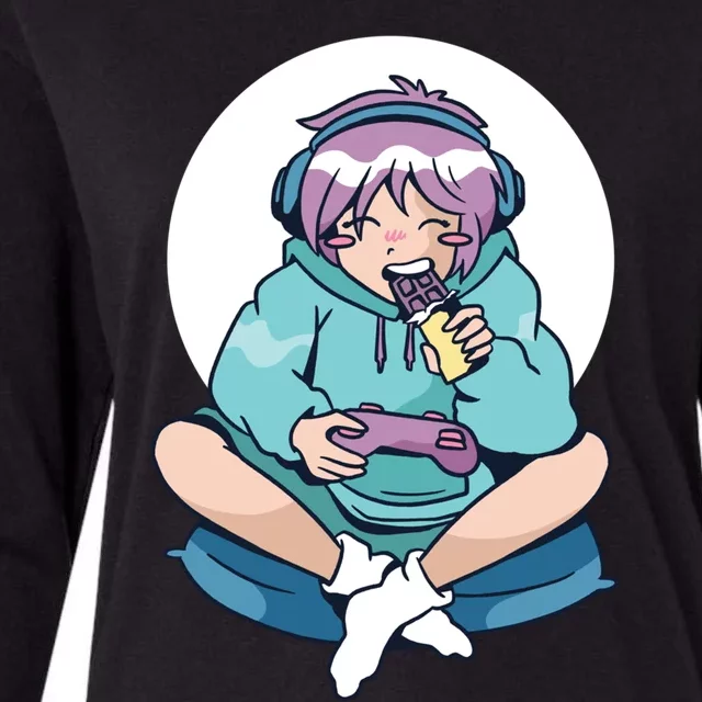 Girl Video Games Anime Chocolate Gift Womens Cotton Relaxed Long Sleeve T-Shirt