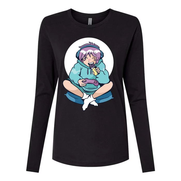 Girl Video Games Anime Chocolate Gift Womens Cotton Relaxed Long Sleeve T-Shirt