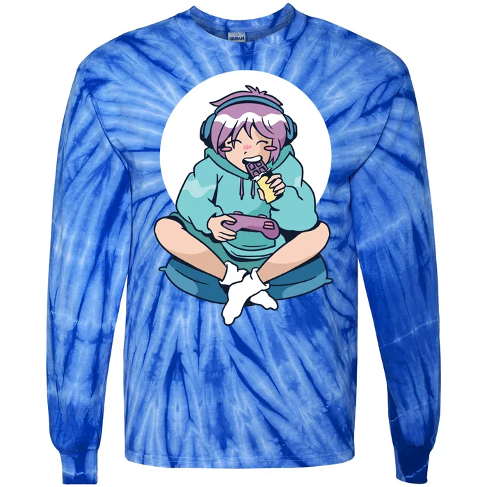 Girl Video Games Anime Chocolate Gift Tie-Dye Long Sleeve Shirt