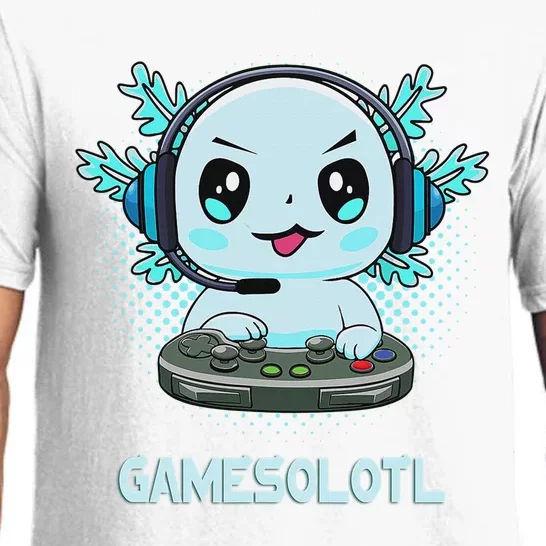 Gamesolotl Video Gamer Axolotl Fish Playing Gamer Anime Pajama Set