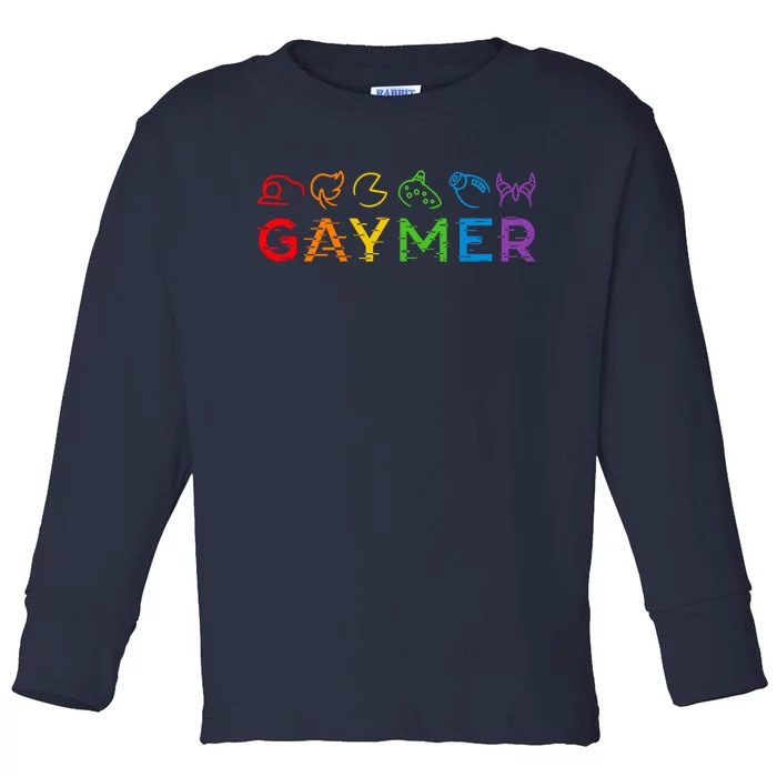 Gaymer Video Game LGBT Heartbeat Gamer Pride Month Toddler Long Sleeve Shirt