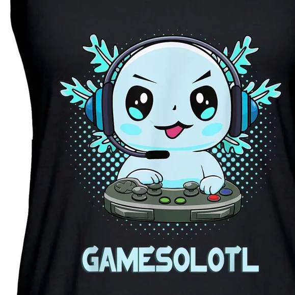 Gamesolotl Video Gamer Axolotl Fish Playing Gamer Anime Boys Ladies Essential Flowy Tank