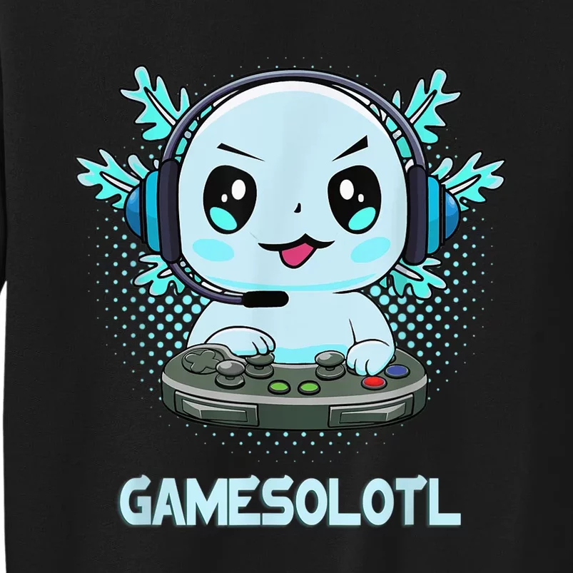 Gamesolotl Video Gamer Axolotl Fish Playing Gamer Anime Boys Tall Sweatshirt