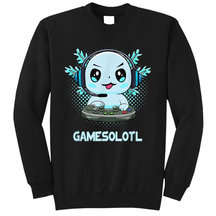 Gamesolotl Video Gamer Axolotl Fish Playing Gamer Anime Boys Tall Sweatshirt