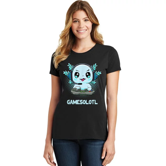 Gamesolotl Video Gamer Axolotl Fish Playing Gamer Anime Boys Women's T-Shirt