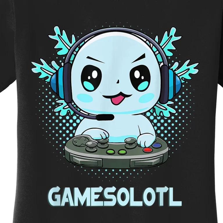 Gamesolotl Video Gamer Axolotl Fish Playing Gamer Anime Boys Women's T-Shirt