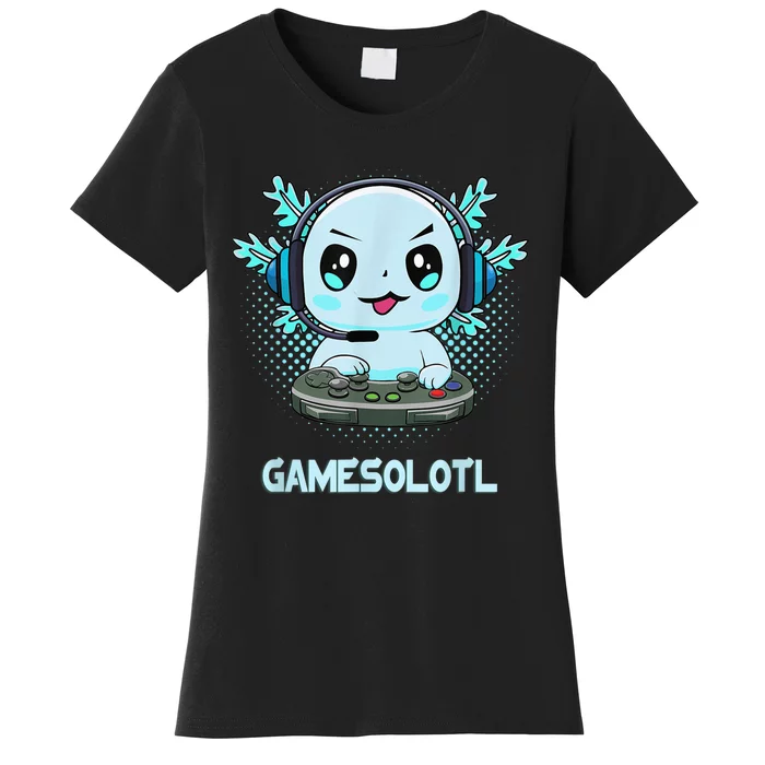 Gamesolotl Video Gamer Axolotl Fish Playing Gamer Anime Boys Women's T-Shirt