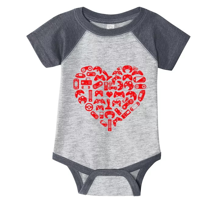 Gamer Video Games Heart Valentines Day Lover Infant Baby Jersey Bodysuit