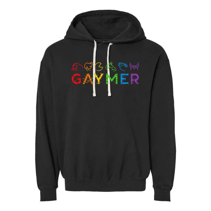 Gaymer Video Game LGBT Heartbeat Gamer Pride Month Garment-Dyed Fleece Hoodie