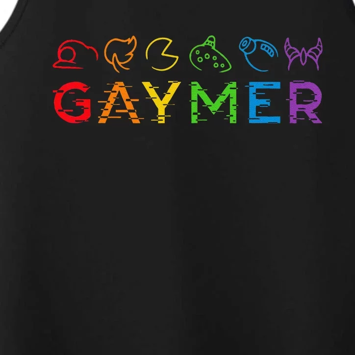 Gaymer Video Game LGBT Heartbeat Gamer Pride Month Performance Tank