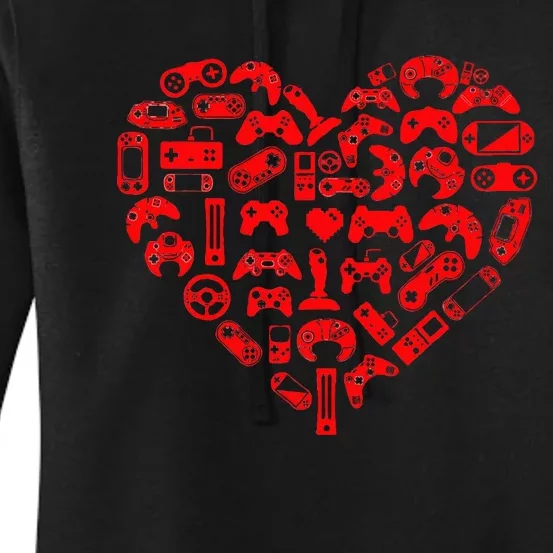 Gamer Video Games Heart Valentines Day Lover Women's Pullover Hoodie