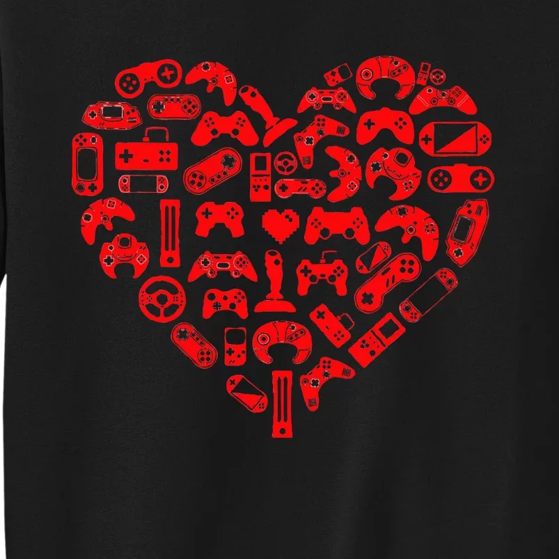 Gamer Video Games Heart Valentines Day Lover Tall Sweatshirt