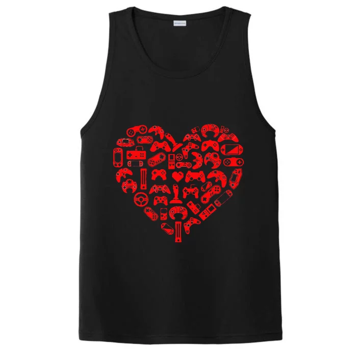 Gamer Video Games Heart Valentines Day Lover Performance Tank