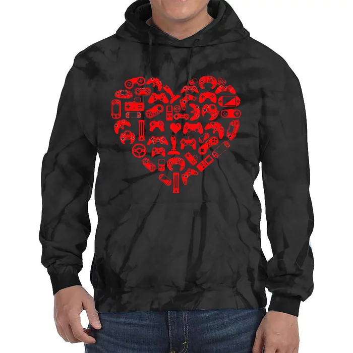 Gamer Video Games Heart Valentines Day Lover Tie Dye Hoodie