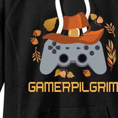 Gamerpilgrim Video Game Controller Funny Thanksgiving Game Gift Women's Fleece Hoodie