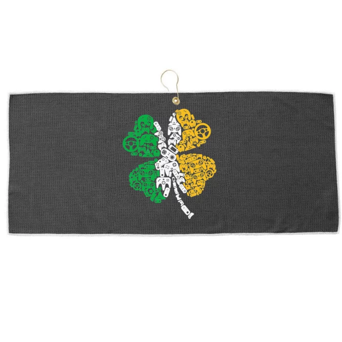 Gamer Video Game Shamrock St Patricks Day Irish Large Microfiber Waffle Golf Towel