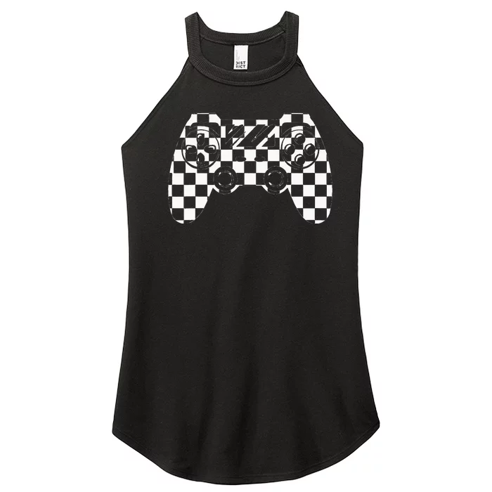 Gamer video game Gaming retro vintage Checkered Women’s Perfect Tri Rocker Tank