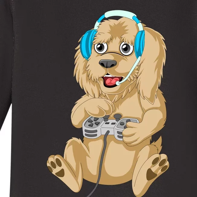 Goldendoodle Video Gamer Baby Long Sleeve Bodysuit