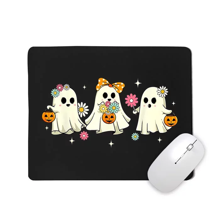 Groovy Vintage Halloween Cute Ghost Floral Spooky Season Gift Mousepad