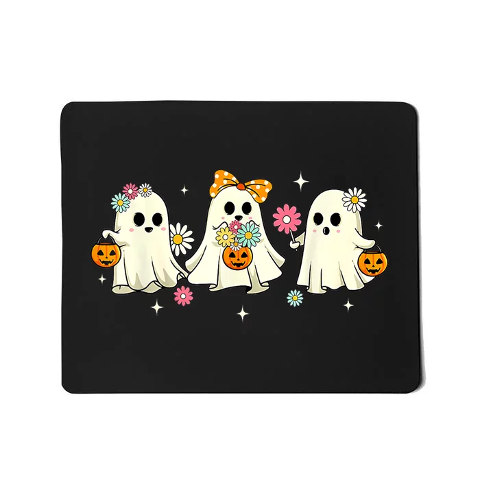 Groovy Vintage Halloween Cute Ghost Floral Spooky Season Gift Mousepad