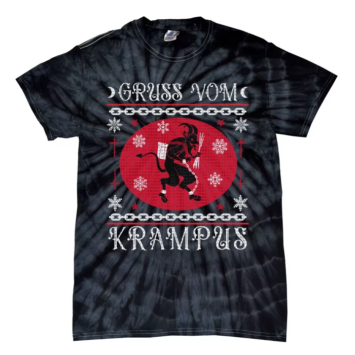 Gruss Vom Krampus. Goth Christmas Ugly Sweater Tie-Dye T-Shirt