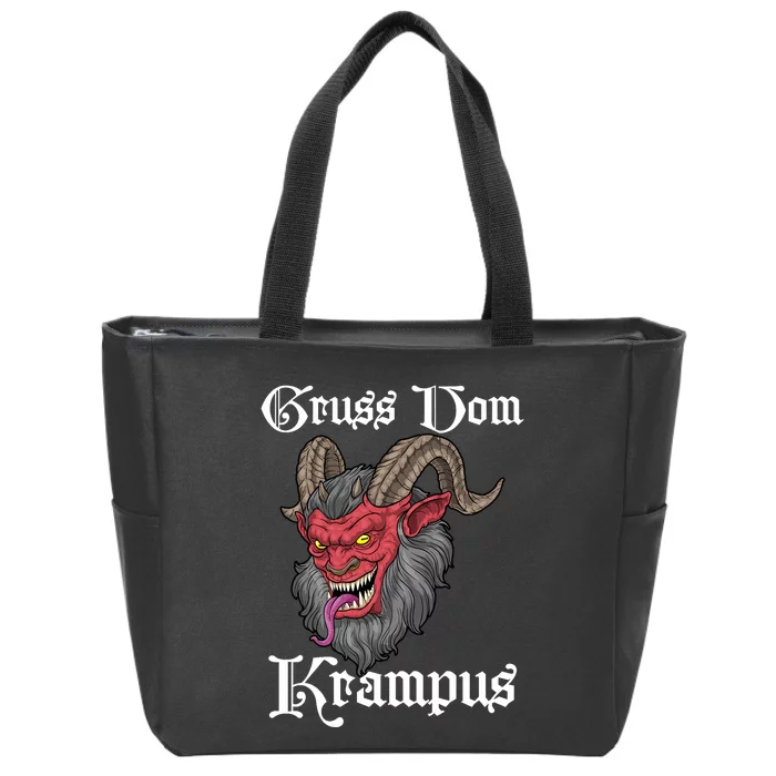 Gruss Vom Krampus Germanic Christmas Demon Merry Krampus Zip Tote Bag