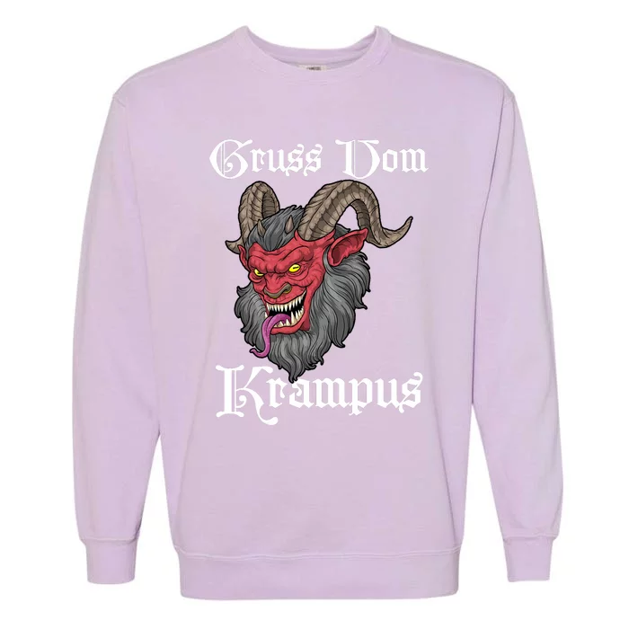 Gruss Vom Krampus Germanic Christmas Demon Merry Krampus Garment-Dyed Sweatshirt