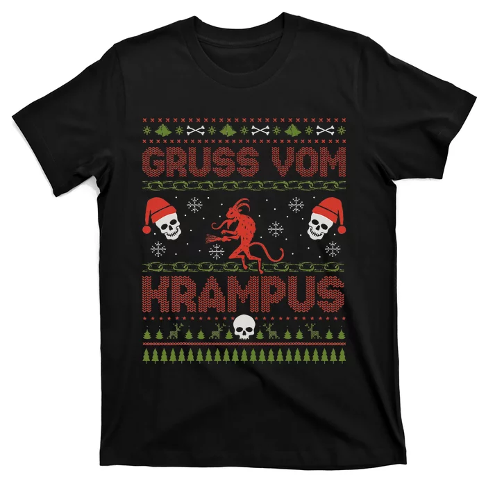 Gruss Vom Krampus Goth Christmas Ugly Sweater Krampus Xmas T-Shirt