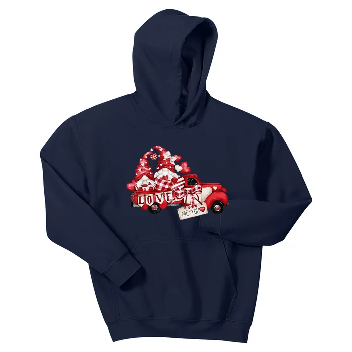 Gnomes Valentine Love Truck Happy Valentines Day Gifts Kids Hoodie