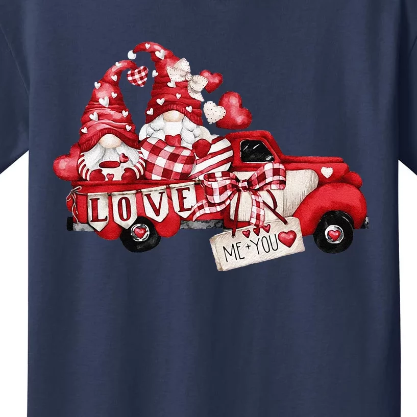 Gnomes Valentine Love Truck Happy Valentines Day Gifts Kids T-Shirt