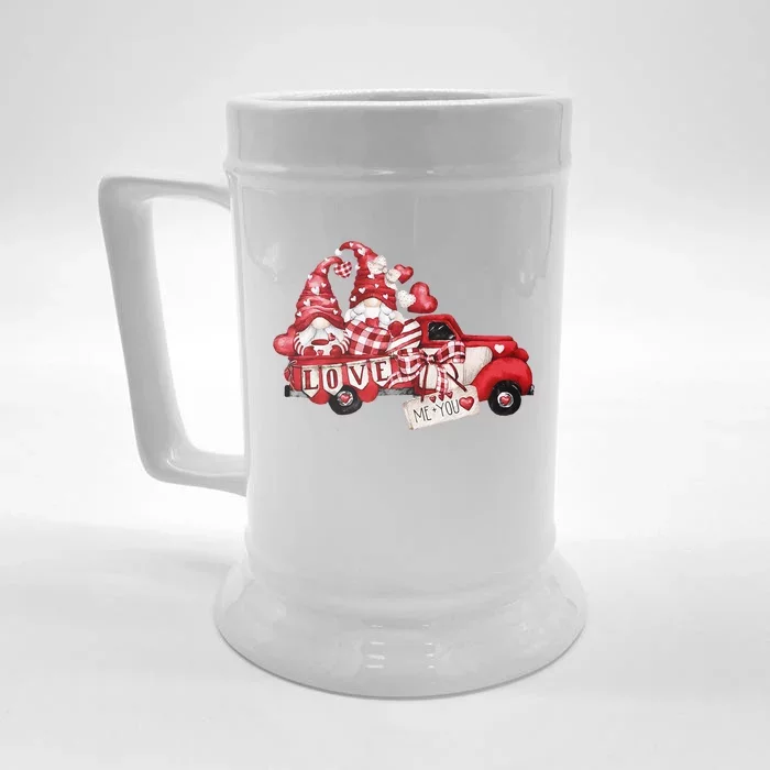 Gnomes Valentine Love Truck Happy Valentines Day Gifts Front & Back Beer Stein