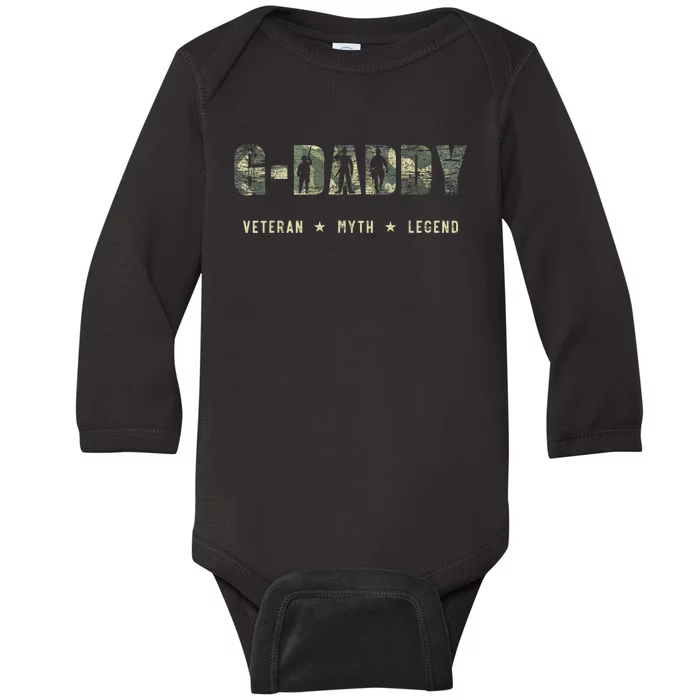 G-Daddy Veteran Myth Legend Camo American Flag Father's Day Baby Long Sleeve Bodysuit