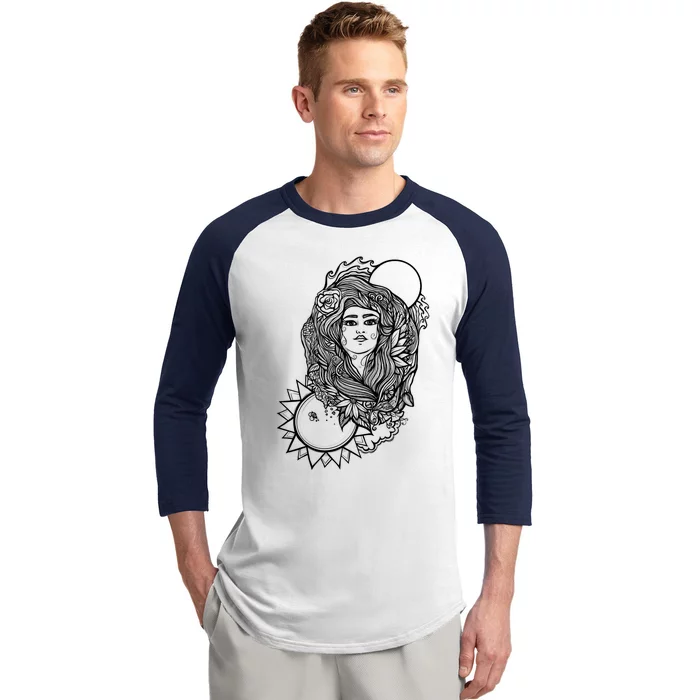 Gaia Vintage Mother Earth Goddess Gift Baseball Sleeve Shirt